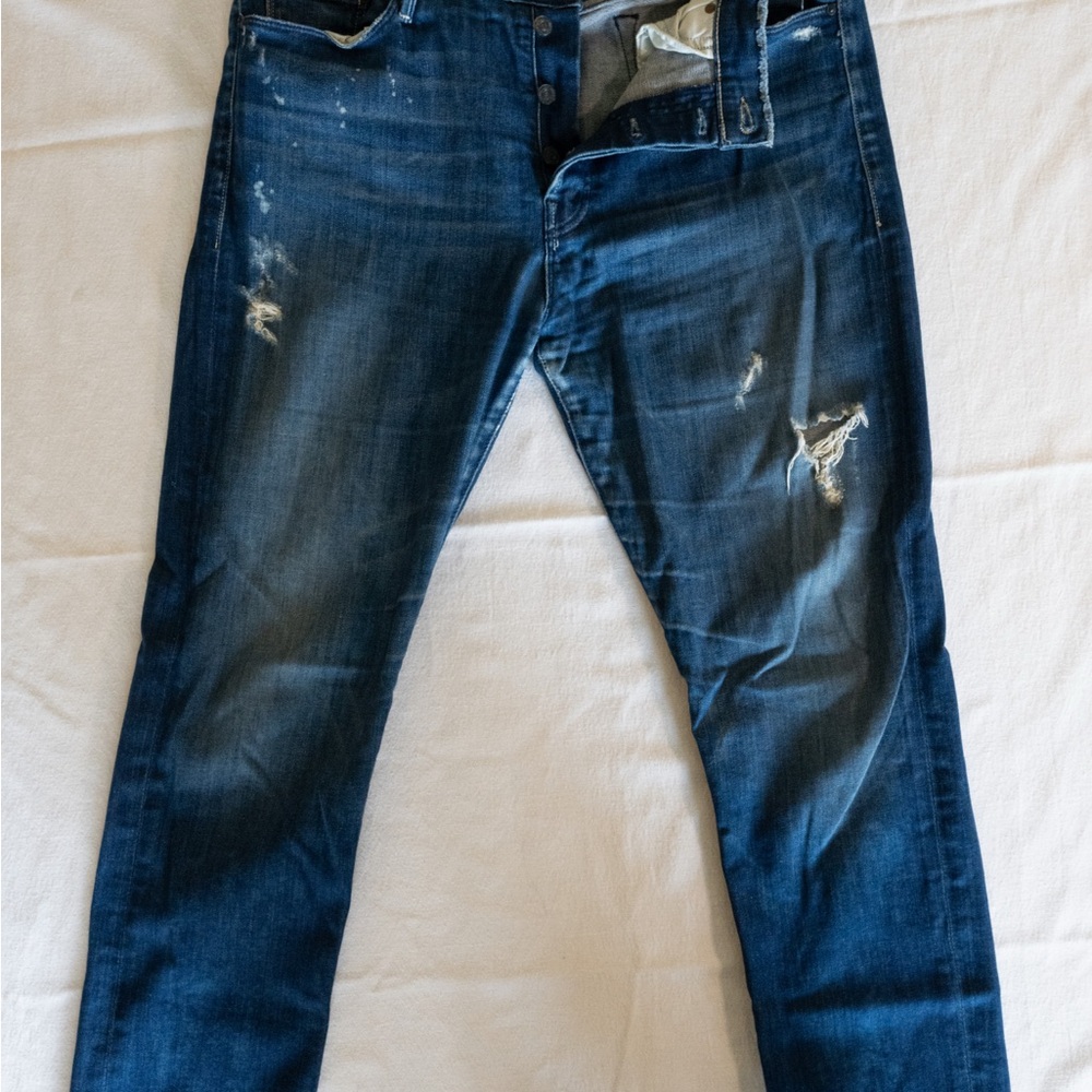 MOTHER Women's Straight Leg Jeans - Double Fray Vagabond Dark Blue